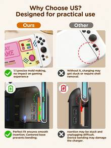Ayotu 1pc Cartoon Game Console Pattern Protective Case Compatible With Switch 2/Switch NS/Switch OLED/Switch Lite, New Generation TPU Soft Shell, Universal Game Controller Protective Cover, Switch Controller Protective Case, Switch Game Accessories, Anti-Drop, Anti-Slip, Anti-Scratch, Fashionable, Spring Romantic/Back To School Gift/Valentine's Day Gift/Halloween/Anniversary Gift. - View 4