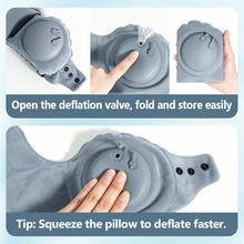1pc Press-To-Inflate Crown-Shaped Neck Pillow, Portable U-Shaped Support Pillow For Travel, High-Speed Train, Airplane, Long-Distance Trips, Nap, Neck Pressure Relief Inflatable Travel Pillow - Multicolor - View 12