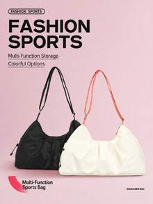 1pc New Fashion Sports Bag, Nylon Letter Decor Large Capacity Short Trip Luggage Bag, Gym Bag, Yoga Bag, Student Backpack, Unisex Sports Bag, Suitable For Sports, Fitness, Workout, Travel, Vacation, Women's And Men's Travel Essentials - Multicolor - View 5
