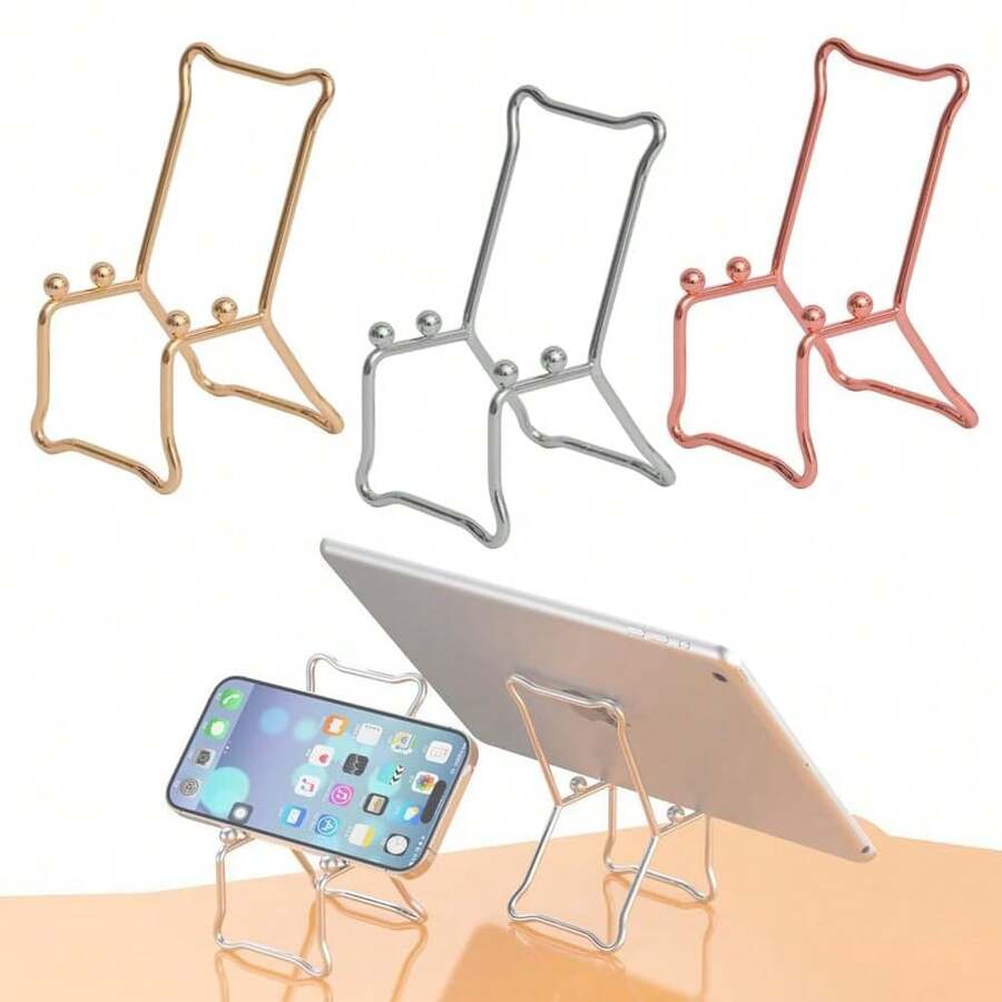 Multifunctional Desktop Chair Metal Phone Stand Cute Holder Desktop Watching Movies Live Streaming Phone Stand Compatible With Samsung, Apple 17, 16, 15, 14, 13, 12, 11, Pro, Pro Max, Plus - A - View 1