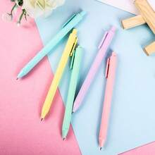 8PCS Creative Macaron Color Clickable Pens - Random Colors - Student Matte Spray Ballpoint Pens - Smooth Writing - Suitable As Student Daily Writing Back To School Stationery - A - View 6