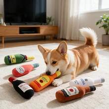 Dog Squeaky Plush Doll, Wine Bottle Shaped Interactive Chew Doll, Soft Filled Pet Sound Doll, Suitable For Dogs And Cats Plush Chew Doll - Multicolor - View 4