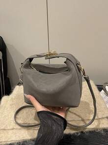 女款極簡休閒小手提包，新款高品質小眾設計復古單肩斜挎包 - 灰色 - 查看 8