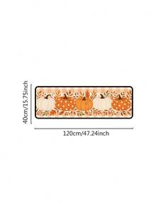 1/16Pcs Hello Fall Theme Doormat, Thanksgiving Door Mat, Printed With Pumpkin And Maple Leaf Pattern With Orange And White Plaid, Autumn Harvest Festival Decorative Mat, Welcome Kitchen Rug, Dirt-Resistant Floor Mat, Autumn Party Decoration - Multicolor - View 12