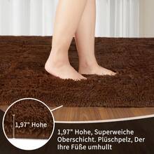 EDIMENS Long Hallway Runner Rug 80x300, High Pile Bathroom Rug Non-Slip, Fluffy Washable Kitchen Rug Bath Mat, Rugs For Bedroom Bed Runner Hallway Living Room - 咖啡棕 - 查看 7