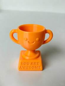 1件迷你可愛微笑獎盃「You Are Awesome」創意禮物，辦公桌與辦公室用收藏小雕像，正向激勵裝飾 - 多色 - 查看 9