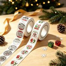 500pcs/Roll Christmas Round Roll Stickers, Holiday Gift Sealing Labels, Self-Adhesive Vinyl Labels, Suitable For Planner, Scrapbook And DIY Decoration - Multicolor - View 3