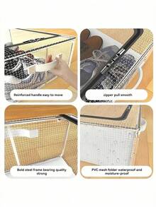 Transparent Shoe Storage Box Foldable Under-Bed Storage Organizer For Shoes Clothes & Home Organization No Assembly Shoe Rack Waterproof Closet Storage For Bedroom Living Room Dorm Under The Bed Shoe Cover Room Decor Home Decor Back To School - Multicolor - View 7