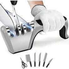 4-In-1 Multi-Function Knife Sharpener, 4-Slot Professional Knife Sharpener, One-Click Repair For Knives And Scissors, Fast And Efficient, Non-Slip Base, Suitable For Ceramic Knives, Steel Knives And Scissors, Essential Kitchen Appliance - Multicolor - View 2