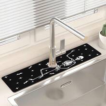 1pc Halloween Skull Pattern, Non-Slip Rubber Faucet Splash Guard, Bathroom Faucet Splash Guard, Mudguard, Moisture-Proof Non-Slip Faucet Pad, Kitchen Countertop Accessory. Protect Your Kitchen Countertop. - Multicolor - View 4