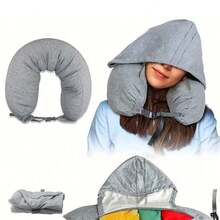 1PC Soft Fillable Hooded Travel Pillow With Storage Bag Neck Pad For Airplane Car Travel Clothing Styling Accessories, Travel Essentials - 1 - View 11