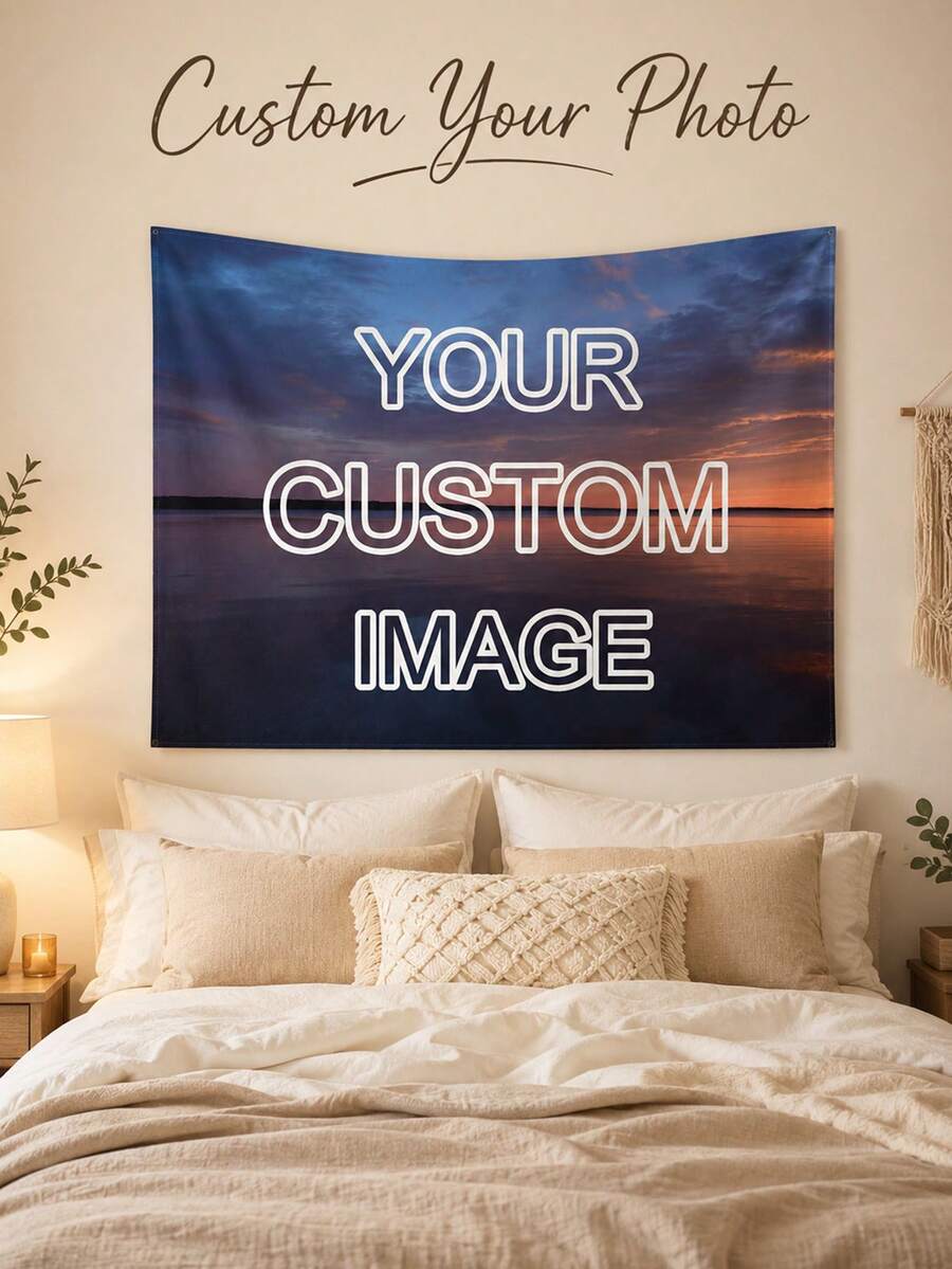 Custom Photo Tapestry, Personalized Image Wall Hanging Banner, Bedroom Decor Custom Image Backdrop, Photography Prop - Multicolor - View 1