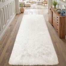 EDIMENS Long Hallway Runner Rug 80x300, High Pile Bathroom Rug Non-Slip, Fluffy Washable Kitchen Rug Bath Mat, Rugs For Bedroom Bed Runner Hallway Living Room - 象牙白 - 查看 4