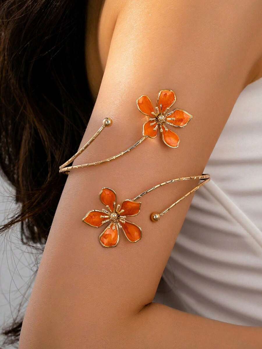 1 pièce pièce Bracelet manchette ouvert délicat avec étoile de mer & crabe, accessoire de mode d'été pour femmes, convient pour la rue, les fêtes, la plage, le port quotidien - Multicolore - Voir 1
