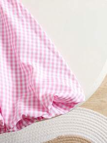Girls' Spring/Autumn Casual Cute Bow Pink Long Sleeve Jacket With Pink Tank Top And Plaid Patchwork Dress 2 Pieces Set - Pink - View 9