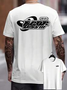 Loose Fit Short Sleeve Crew Neck Tee, Front & Back Print, Machine Washable, Casual Summer Clothing Perfect For Layering, Comfortable Year-Round. - 白色 - 查看 1