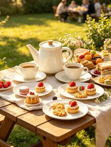 White Vertical Striped Ceramic Tea Set, Includes One Pot, Four Cups And Saucers, Smooth Ceramic Easy To Clean, Minimalist Solid Versatile Style, Suitable For Tea Room Display, Coffee Serving And Entertaining Relatives And Friends For Afternoon Tea. - Multicolor - View 3