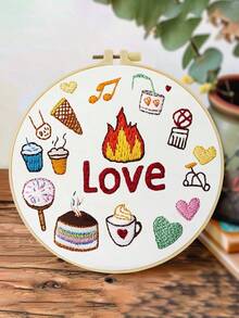 1PC 20*20cm/7.9*7.9in,Love/Rainforest/Flowers Embroidery Kit, DIY Handmade Embroidery Set For Adult Beginners, Home Gift, Women's Sewing Gift, Including User Manual, Printed Pattern Fabric, Embroidery Frame, Needle And Thread. - A - View 5