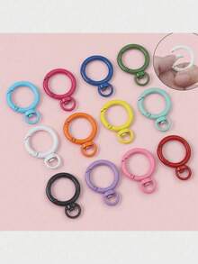 8/20/50/100pcs Random Color O-Ring Spring Buckle Hooks, Metal Carabiner Clips DIY Jewelry Connectors, Suitable For Keychains And Dog Leashes - Round Keychain - View 4