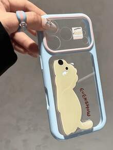 1 PC Ins Style Cartoon Animal Foldable Stand Phone Case, Macaron Color Block Frame Transparent Hard Shell, Full Coverage Anti-Drop Soft Shell, Supports Horizontal And Vertical Screen, Suitable For IPhone 17/17 Pro/17 Pro Max/16/16 Pro/16 Pro Max/15/15 Pro/15 Pro Max/14/14 Pro/14 Pro Max/13/13 Pro/13 Pro Max - Baby Blue - View 2