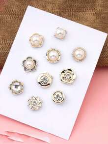 10pcs Anti Slip Buckle, Rhinestone Brooch Pin, No Sewing Needed, Detachable Buckle For Collar Fixing Valentine's Day School - Multicolor - View 4