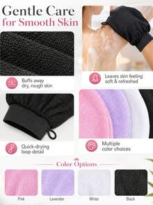 1/4pcs Double-Sided Body Exfoliating Gloves, Deep Cleansing Dead Skin Removal Bath Scrub Mitts, Unisex, Suitable For All Seasons - Multicolor - View 5