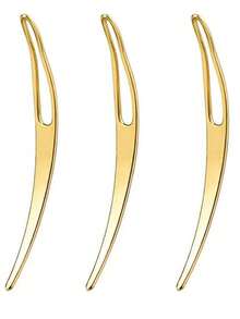4pcs Dreadlock Intertwining Tool Set, Gold & Silver Hair Crochet Hooks, Dreadlock Care Kit With Fastening Tools, Solid Color Stainless Steel Dreadlock Crochet Hooks, All Hair Extension Tools - Gold - View 7