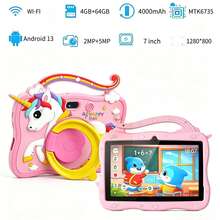 yesido Tablet 7 inci dengan RAM 4GB + ROM 64GB / Prosesor Quad-Core 1.3GHz / Android 13 MTK8321 / Layar IPS HD 1280x800 / Kamera 2MP+5MP / Baterai 4000mAh / WiFi, Kontrol Orang Tua, Edukasi, Game / Bahan ABS + Silikon, Tablet Edukasi - Berwarna merah muda - View 8