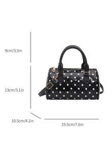 1PC Cartoon Polka Dot Cylinder Handbag, Zipper Design, Adjustable Shoulder Strap, Suitable For Daily Outings, Travel, Can Easily Hold Daily Necessities, Versatile Item, Applicable To Various Styles And Occasions, Highly Adaptable Style - Multicolor - View 11