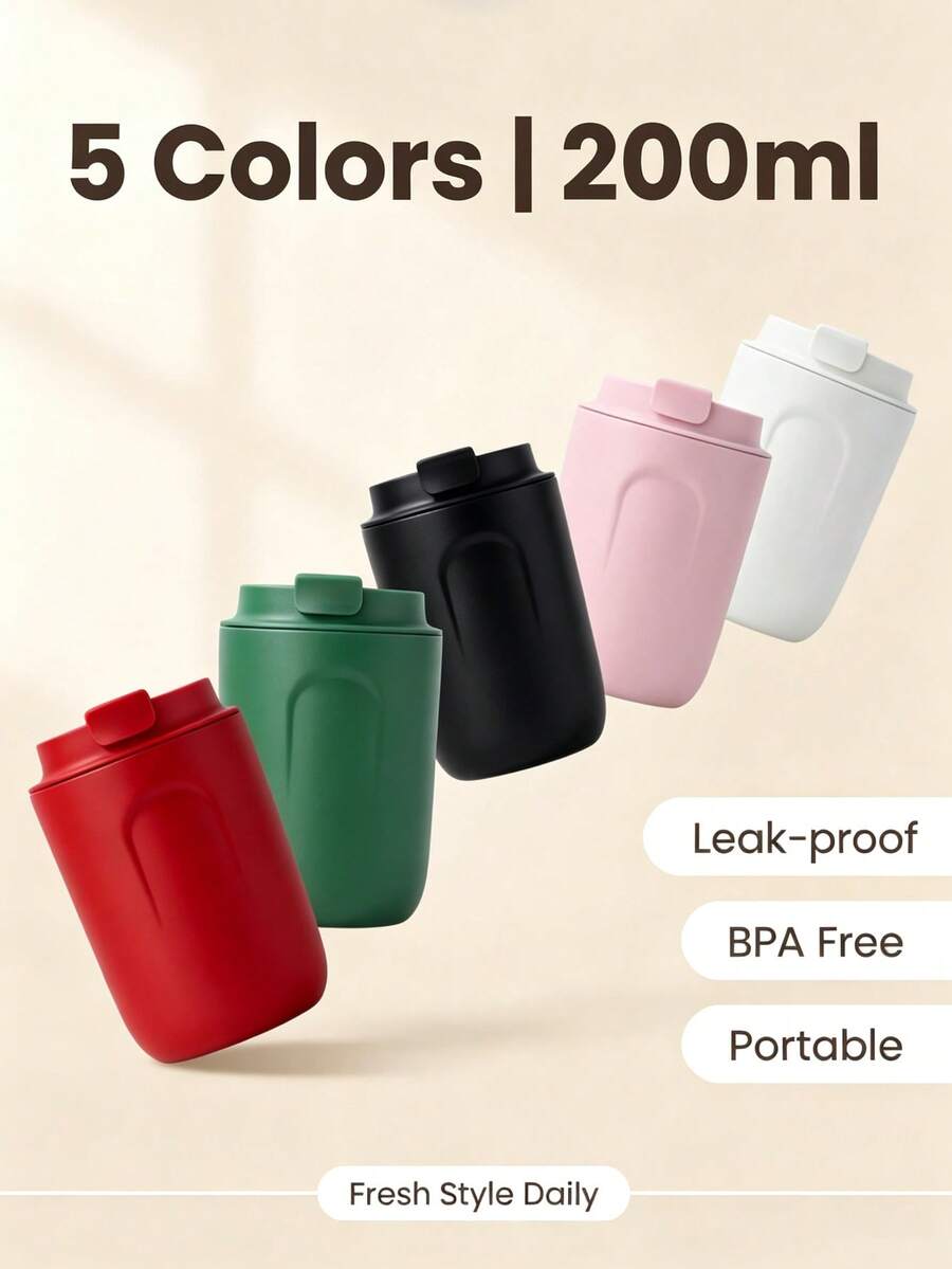1pc 200ml Mini Coffee Cup, Portable Coffee Cup, Couple Coffee Cup; Multi-Color Options, High Aesthetic Value, Style; Suitable For Office Coffee Cup, Overtime Work, Desk Decor, Student Essential - Multicolor - View 1