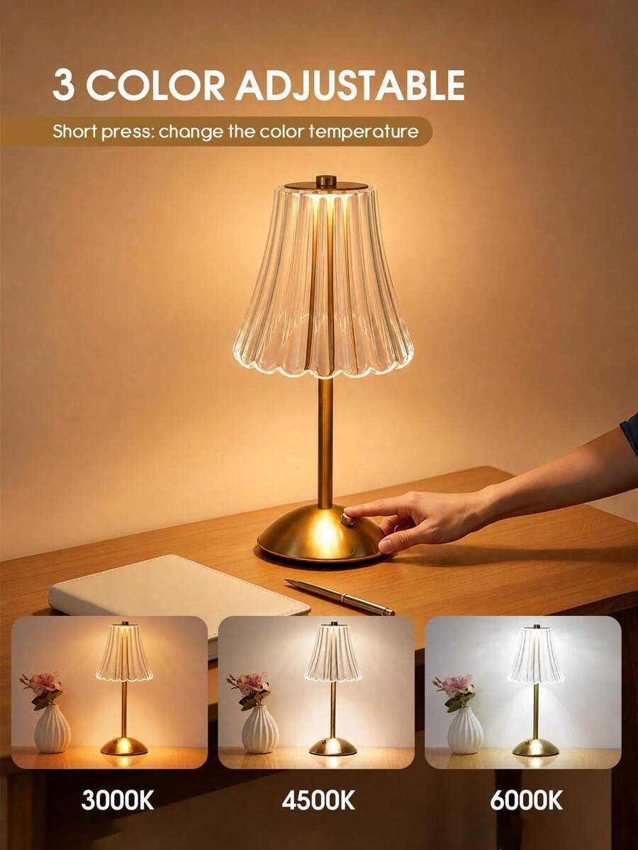 Modern Touch Control USB Rechargeable 3-Color LED Light - Perfect For Living Room, Bedroom, Kitchen And Bar Decor - Ideal Halloween And Christmas Gift - Desk Lamp - View 1