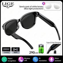 Gafas Inteligentes LIGE: Capacidad de Batería de 290mAh, Cámara de Alta Resolución, Asistente de Voz AI, Grabación de Fotos y Videos, Alertas de Notificación, Traducción AI, Reconocimiento Inteligente de Objetos, Control Táctil - Gafas Inteligentes Multifuncionales de Moda - 1 Set - Ver 13