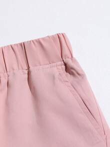 Boys & Teenagers 1pc Simple Loose Outdoor Sports Workout Solid Color Height-Enhancing Long Leg Straight Leg Pants Spring Autumn Winter Back To School - Pink - View 7