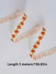 2/5m Pumpkin Pattern Gift Wrapping Ribbon Vintage Halloween Decorative Ribbon For Gift Wrapping, Floral Decoration - Pumpkin Pattern - View 9