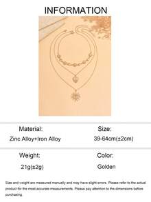 3pcs/Set Vintage Casual Heart & Sun Necklace Set, Fashion Heart-Shaped Spiral Sun Pendant Necklace, Popular Women's Neck Jewelry Suitable For Daily Wear And Holiday Party - Gold - View 5