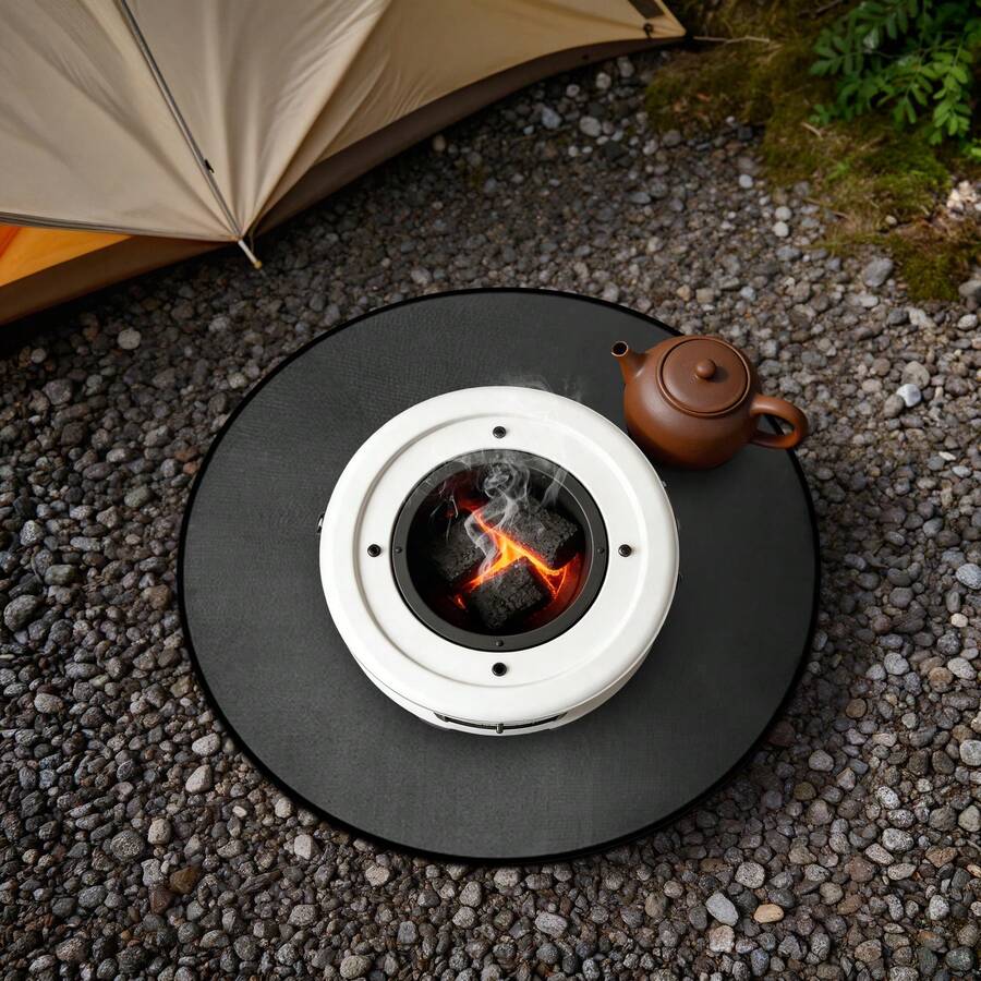 Round Fire Pit Mat Black Under Grill Mat Round Firpit Mat - 1PCS - View 1
