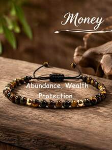 YAUKIA Vintage Tiger Eye'S Money Knotted Bracelet, Abundance Prosperity Simple Fashion Jewelry Gift Set For Halloween Festival Birthday Daily&Vacation Wear - Multicolor - View 1