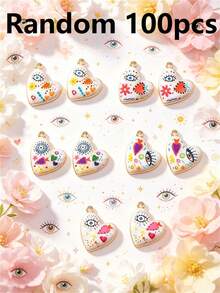 5/10/15/20/30/50pcs Random Multicolor Gothic/Punk Metal Love & Devil's Eye Pendant, Suitable For DIY Necklace, Bracelet, Earring, Keychain, Phone Chain, Couples's Gift, Jewelry Making - Multicolor - View 35