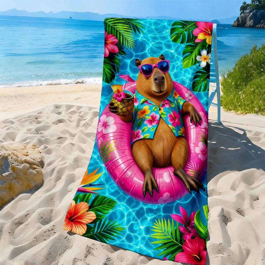1 PC Printed Microfiber Beach Towel, Sand Resistant Large Swim Towel, Soft Portable Lightweight Towel For Beach, Swimming Pool, Travel, Camping, Summer Beach Accessory - Red - View 1