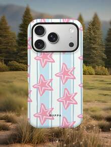 GIIPPA 1 pièce pièce Étui de téléphone bleu clair peint à la main avec motif de rayures et étoiles roses, Étui de téléphone Phone 17 Pro Max, Compatible avec Phone 16 Pro Max, 15 Pro Max, 14 Pro Max, Étui de téléphone de style coréen haut de gamme à la mode et amusant, Compatible avec 11/12/13/14/15/16 Pro Max Plus, Design élégant convenant aux hommes et aux femmes, Cadeau parfait pour la petite amie à Noël, Saint-Valentin, Pâques, saison des mariages et anniversaire! - bleu clair - Voir 7