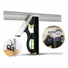 Escuadra Combinación Ángulos Nivel Herrero Carpint 30cm 12in - A - Ver 9