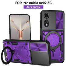 磁环支架保护壳，适用于中兴努比亚 Focus 5G/中兴 Blade A75 5G，磁性车载支架，摄像头保护，防滑盖 - 紫色 - 查看 12