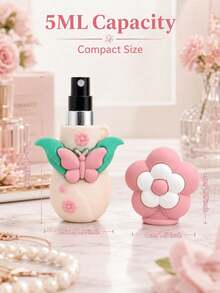 5ml Heart Butterfly Portable Refillable Spray Bottle, Cute Mini Empty Spray Bottle With Decorative Cap, Handbag Travel Perfume Container, Gift And Daily Carry, Travel Bottle Set, Perfume Bottles, Mini Hand Sanitizer - View 5