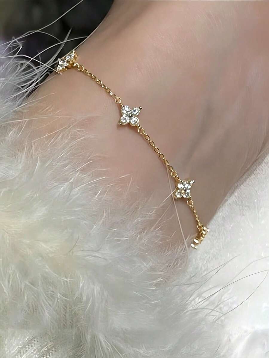 1件奢華優雅白色石花手鍊，適合女性日常、度假與派對穿著