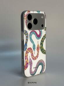 GIIPPA 1pc Multi-Color Snake Mixed Pattern Design Phone 17 Pro Max Phone Case, Compatible With Phone 16 Pro Max, 15 Pro Max, 14 Pro Max, Korean Style High-End Fashion Fun Phone Case, Compatible With 11/12/13/14/15/16 Pro Max Plus, Elegant Design Suitable For Men And Women, Perfect Gift For Girlfriend On Christmas, Valentine's Day, Easter, Wedding Season And Birthday! - Multicolor - View 2