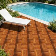 20 Piezas Pisos de Madera Carbonizada para Exterior 30x30cm Deck Impermeable para Jardín, Terraza, Balcón o Interior, Piso Laminado Pino de Alta Resistencia, Antideslizante y Anticorrosión - 12 madera aceitada - Ver 3