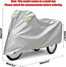 Funda para Triciclo de Adultos, Impermeable, para Bicicletas Reclinadas de Exterior, Duradera, Anti-UV, para 1-2 Bicicletas, con Orificios para Candado, Hebilla Antiviento, Resistente al Polvo y a la Intemperie, Lona para Triciclo Eléctrico - Plateado - Ver 4