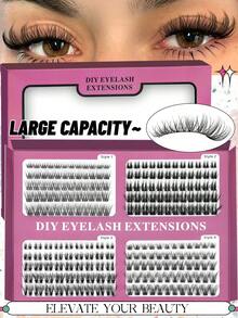 GROINNEYA 20 Rows Fairy Lash Clusters 4-IN-1 Styles Cluster Lashes DIY,Mix Length Cluster Eyelash Extensions,Soft Wispy Individual Lashes,Voluminous 5D Eye Lash Clusters Puffy Soft Single Lashes,Easy At-Home Self-Application,Suitable For Role-Playing - C - View 13
