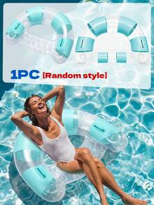 Glitter Transparent U-Shaped Inflatable Pool Float Lounge Chair, Dual Cup Holder Floating Raft With Side Handles, Thickened PVC Foldable Swimming Float, Suitable For Beach, Pool, Summer Water Party - Multicolor - View 12