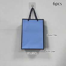 5pcs Blue Gift Bags With Ribbon Handles And Black Edges, Lightweight Foldable Vertical Bags, Suitable For Weddings, Retail, Parties, Birthdays And More - Blue Background With Black Border - View 18